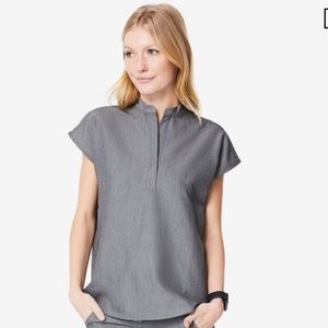 FIGS large graphite Manderin Collar scrub top-NWOT